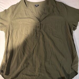 Torrid Sage Green V-Neck Blouse